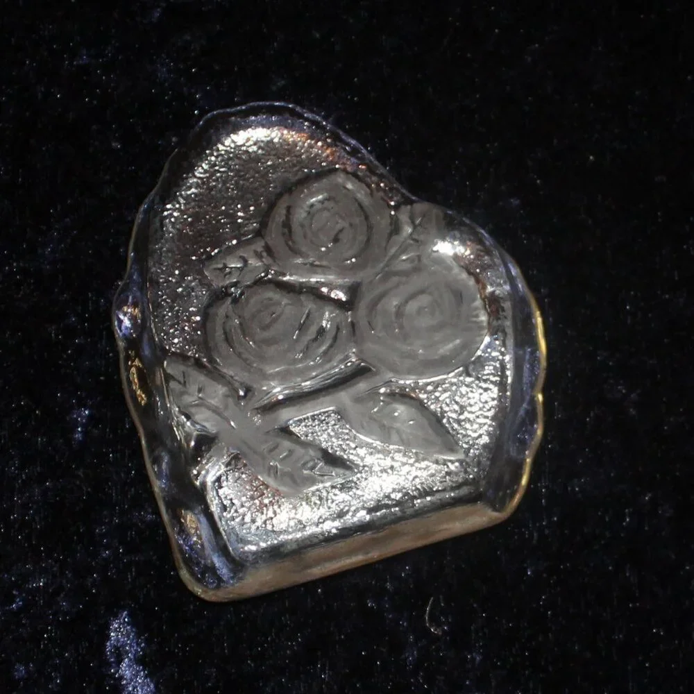 Vintage Glass Roses Paper Weight